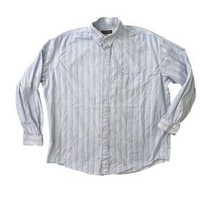 Stetson Men 2XL Blue White Geometric Diamond Print Button Down Shirt 11-001-0526